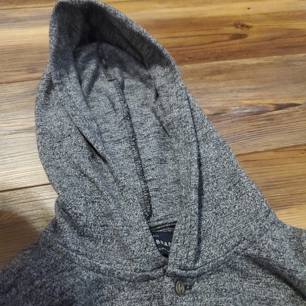 Lucky Brand Mens Large Henley Hoodie Heather Gray Marled Knit Pullover Sweater L - Picture 6 of 8